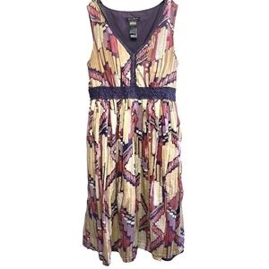 Axcess Liz Claiborne V- Neck Knee Length Dress Earth Tone Purple 12
